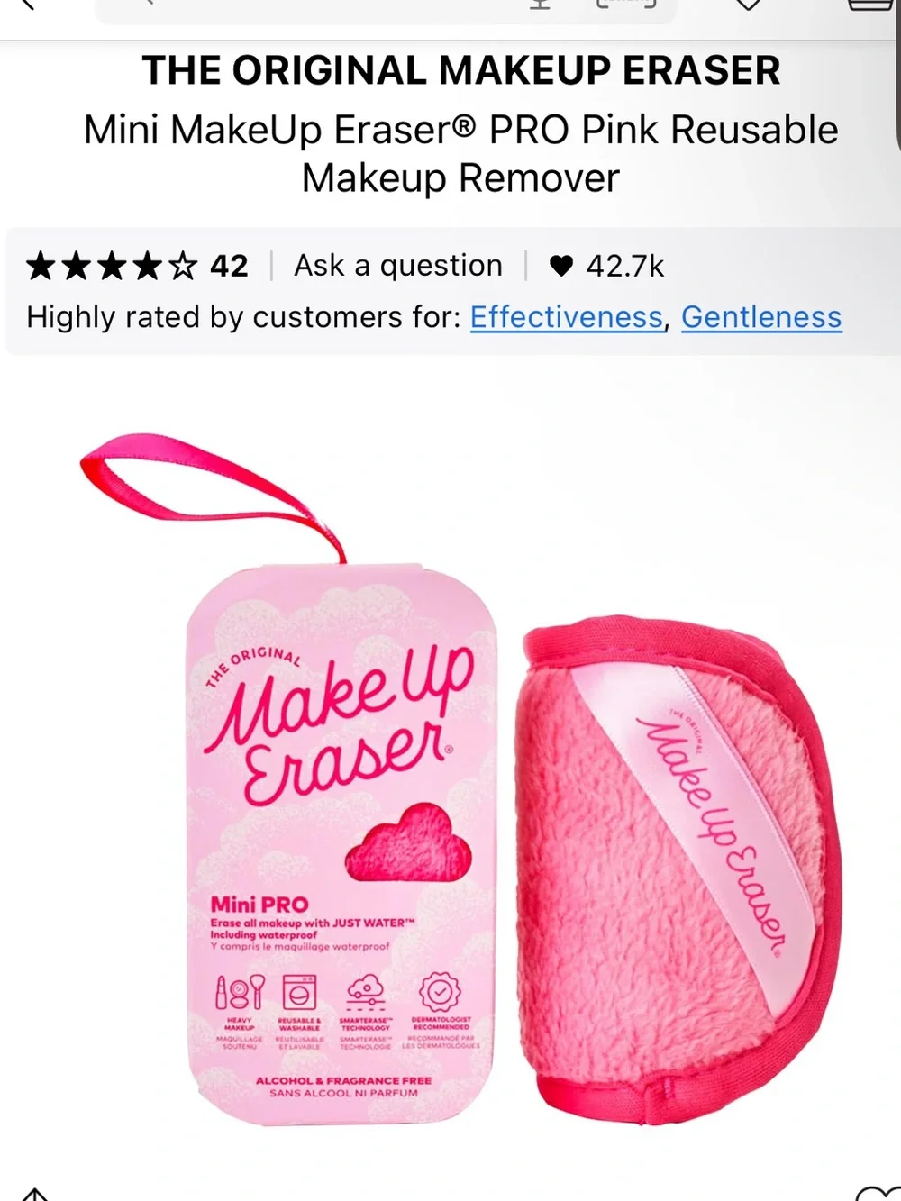 MakeUp Eraser Mini PRO - Pink Travel Makeup Remover